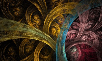 Obraz premium Composition of fractal sine waves and color with metaphorical relationship to design, mathematics and modern technologies. Decoration for wallpaper desktop, poster, cover booklet, flyer.