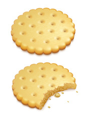 two crispy cookies isolated on white background - eps10 vector