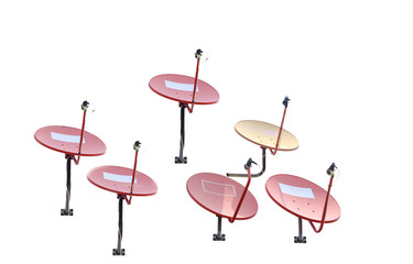 Group of satellite dish isolated