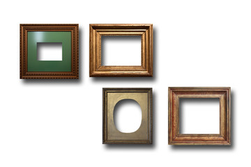 Gilded wooden frames for pictures on isolated background