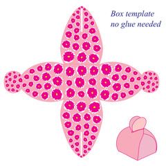 Box template with handle, no glue needed, floral pattern