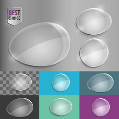 Set of glass speech shape icons with soft shadow on gradient