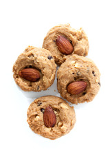 Homemade almond cookies on white background
