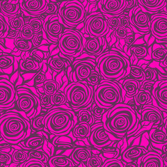 seamless pattern with large and small flowers roses