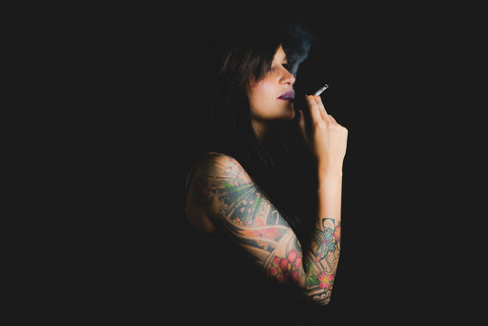 tattooed sensual woman portrait