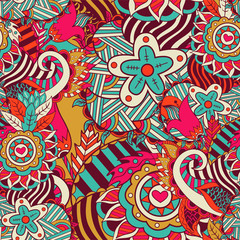 seamless abstract hand-drawn flower pattern