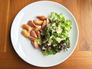 fried sausage with vegetable