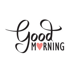 good morning, hand lettering text, handmade calligraphy, vector illustration