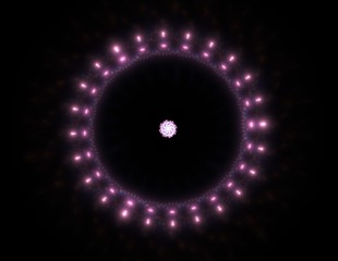 Elementary Particles series. Interplay of abstract fractal forms on the subject of nuclear physics science and graphic design.