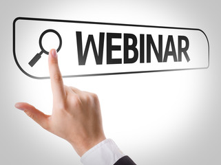 Webinar written in search bar on virtual screen