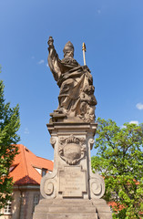 Statue of St. Augustine on Charles Bridge in Prague