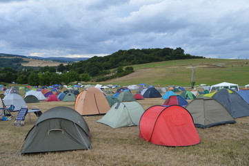 Festival campsite with sky