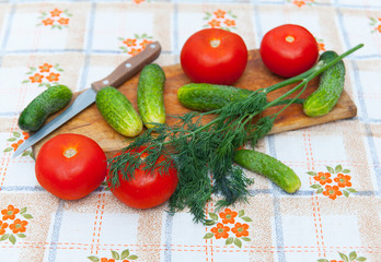  cucumbers and tomatoes