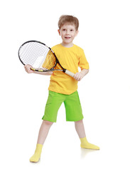 Boy with racket in hand