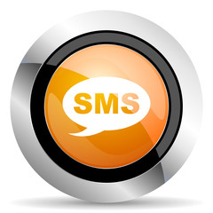 sms orange icon message sign
