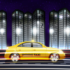 Panele Szklane  Taksówka w tle miasta