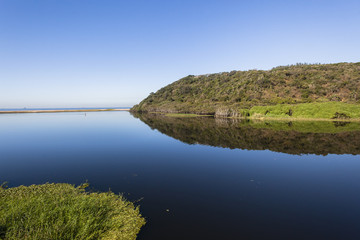 Blue River Lagoon smooth mirror water reflection landscape