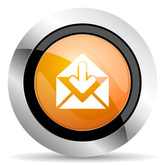 email orange icon post message sign