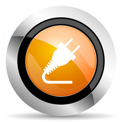 plug orange icon electricity sign