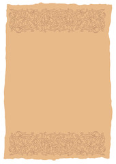 Template book page in a medieval style. Place for text. Floral frame of interwoven stems, foliage and flowers. Vector edging, design element and page decoration. Vector retro background