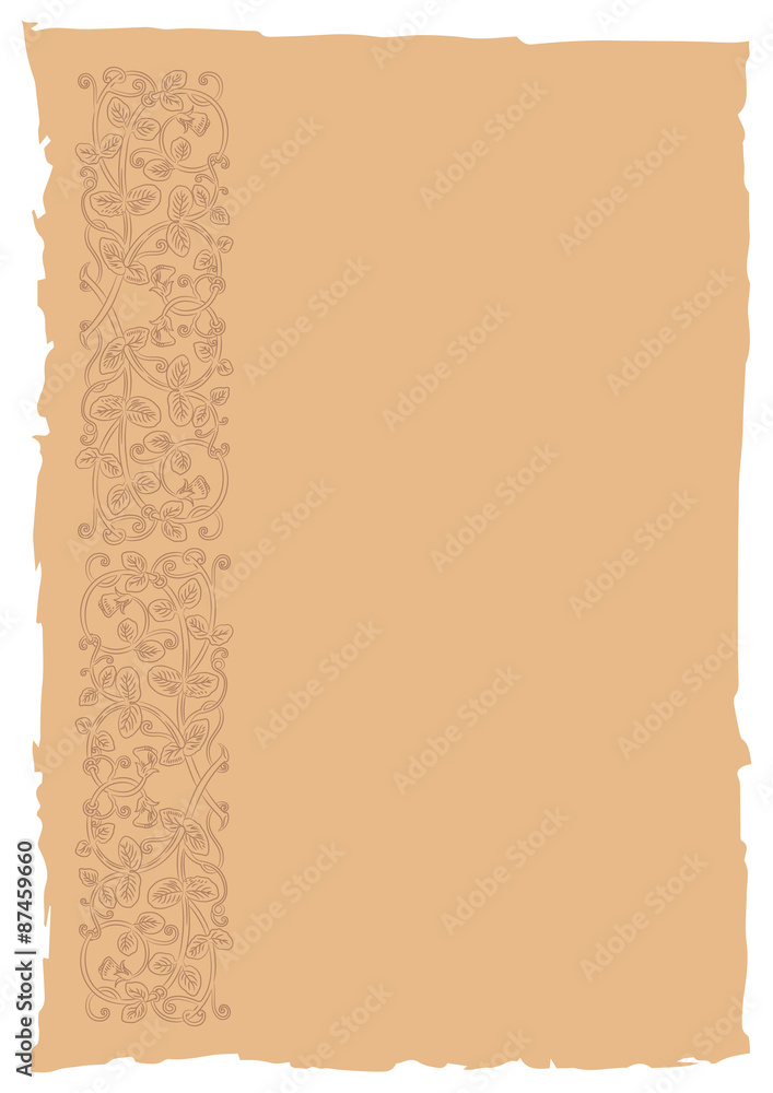 Fototapete template book page in a medieval style. place for text. floral frame of interwoven stems, foliage an