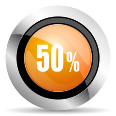 50 percent orange icon sale sign
