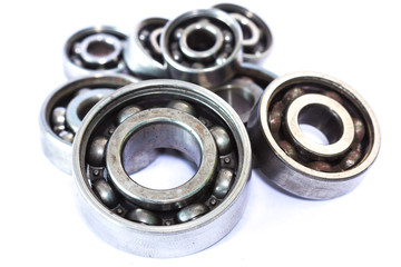 Old and dirty ball bearing, isolated on white background