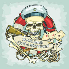 Sailor skull logo design - Sailing Collection