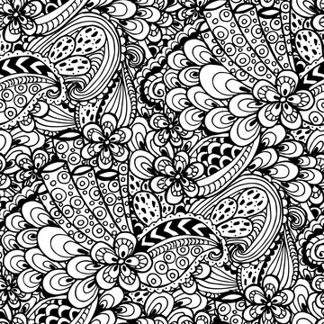 Hand drawn Zentangle seamless pattern. Use for cards, invitation, wallpapers, pattern fills, web pages elements and etc.