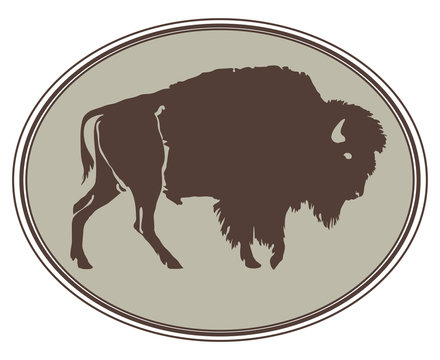 uffalo. Hand-drawn illustration. Design for logo, t shirt, bag etc.