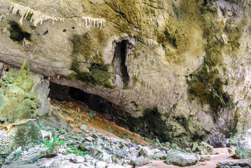 Limestone inside cave in deep forest at Prachuap Khiri Khan, Tha