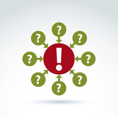 Round consultation symbol, call center icon. Question and exclam