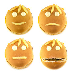 Set of smileys and fast food fries