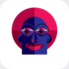 Personality face colorful vector illustration made from geometri