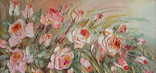 Fototapety  Oryginalny obraz olejny Róże