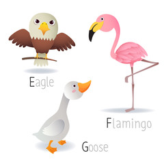 Alphabet with animals from E to G Set 2