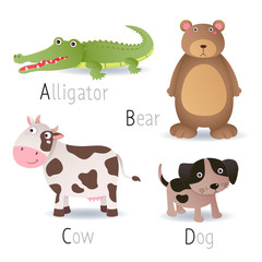 Alphabet with animals from A to D Set 2