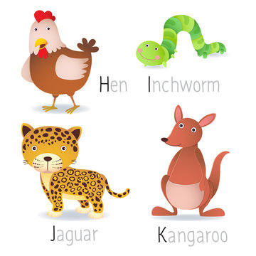 Alphabet with animals from H to K Set 2