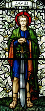Young King David in stained glass