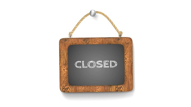 closed blackboard with white background 