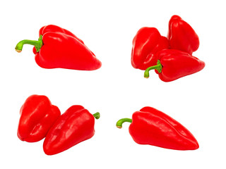 Set of ripe red pepper.Isolated.