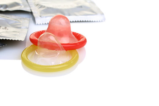 yellow and red condoms