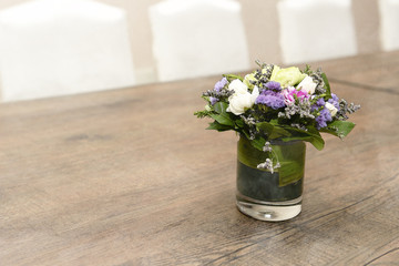 Digital watercolor : Vase of flowers on the table