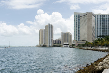 Fototapeta premium Miami, Florida, skyscrapers and Atlantic ocean