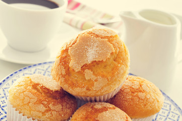 magdalenas, typical spanish plain muffins, and coffee