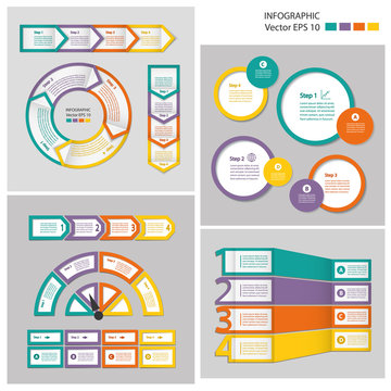 Process chart module. Infographic set.