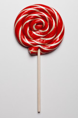 Red Sweet Lollipop For Children On White Background