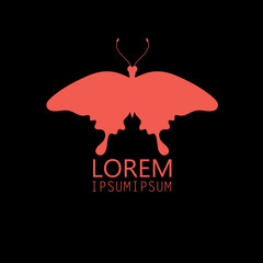 sign butterfly on a black background