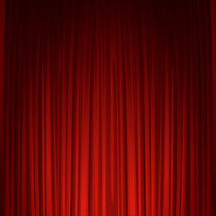 Theater stage with red curtain. Vector illustration