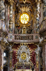 Fototapeta na wymiar Altar in Interior of Munich Cathedral catholic church, Germany.